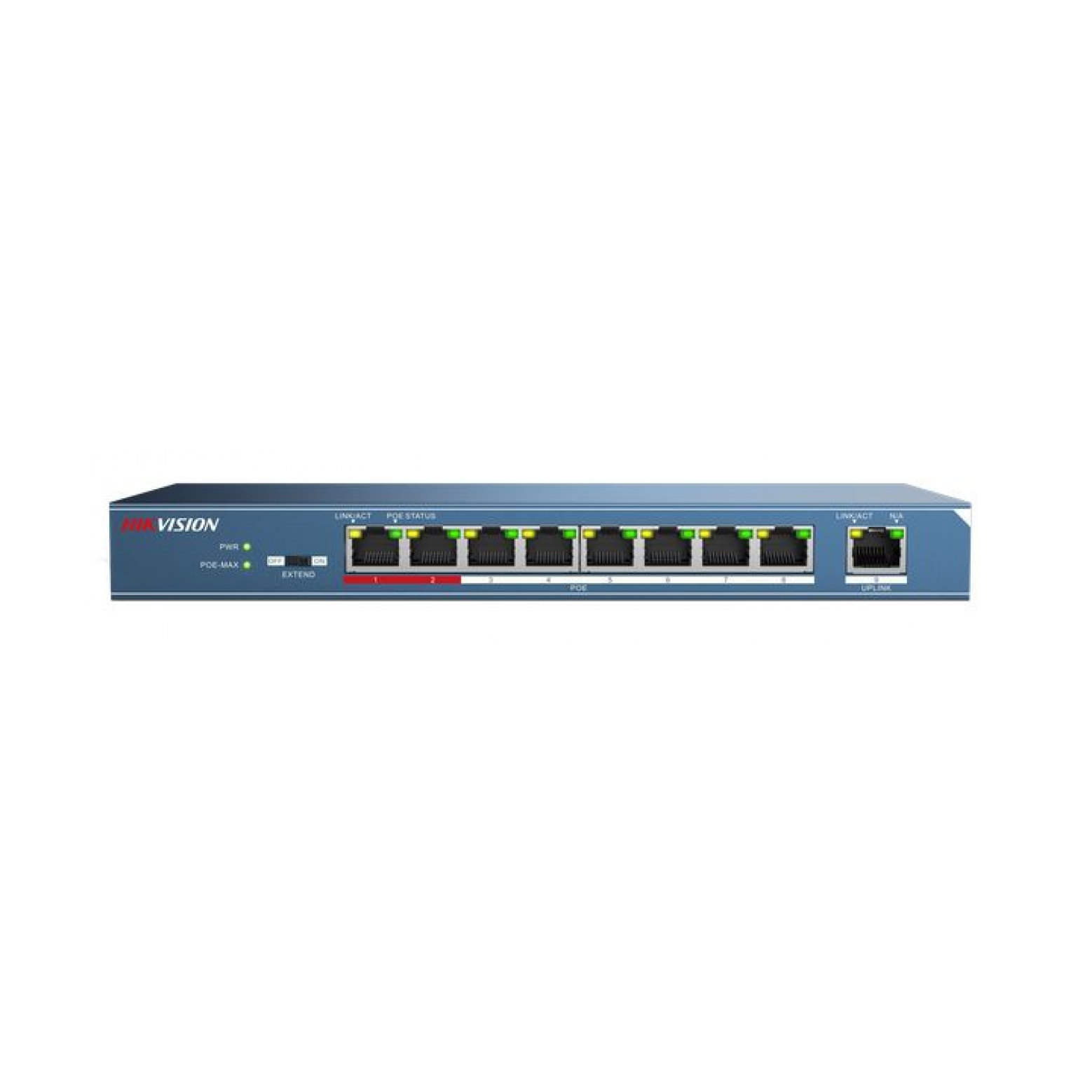 Hikvision DS-3E0109P-E Netzwerk-Switch 8 PoE-Ports, 250 Meter PoE-Reichweite
