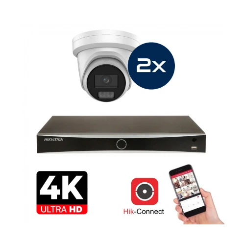 Hikvision Kamera Set - 2x Colorvu 3.0 - Turret - 8MP (4K) - Audio und Mikrofon - IP - Weiß