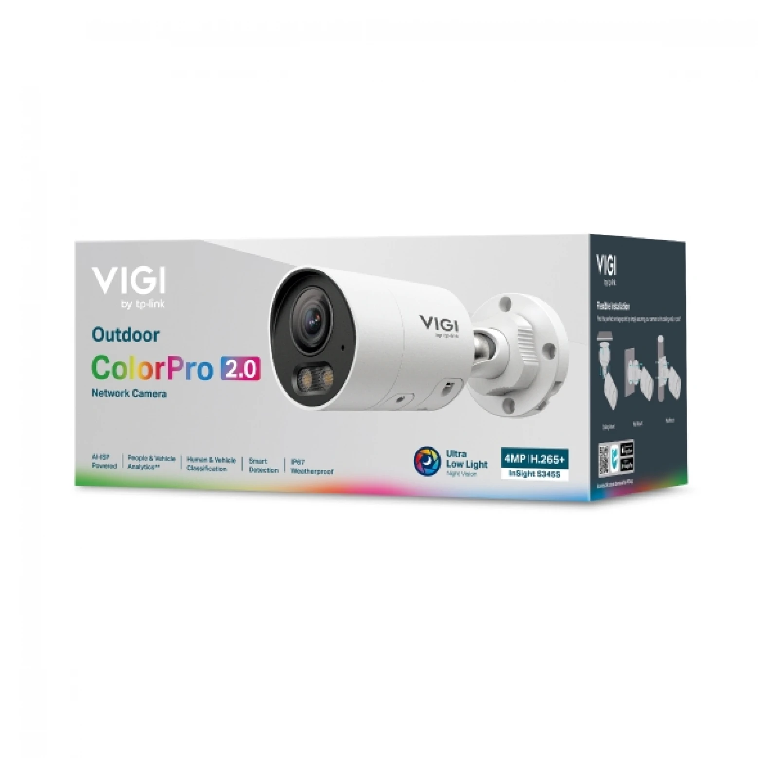 VIGI von TP-Link – InSight S345S – 4 MP – ColorPro 2.0 – KI – Bullet-Kamera – IP – Weiß