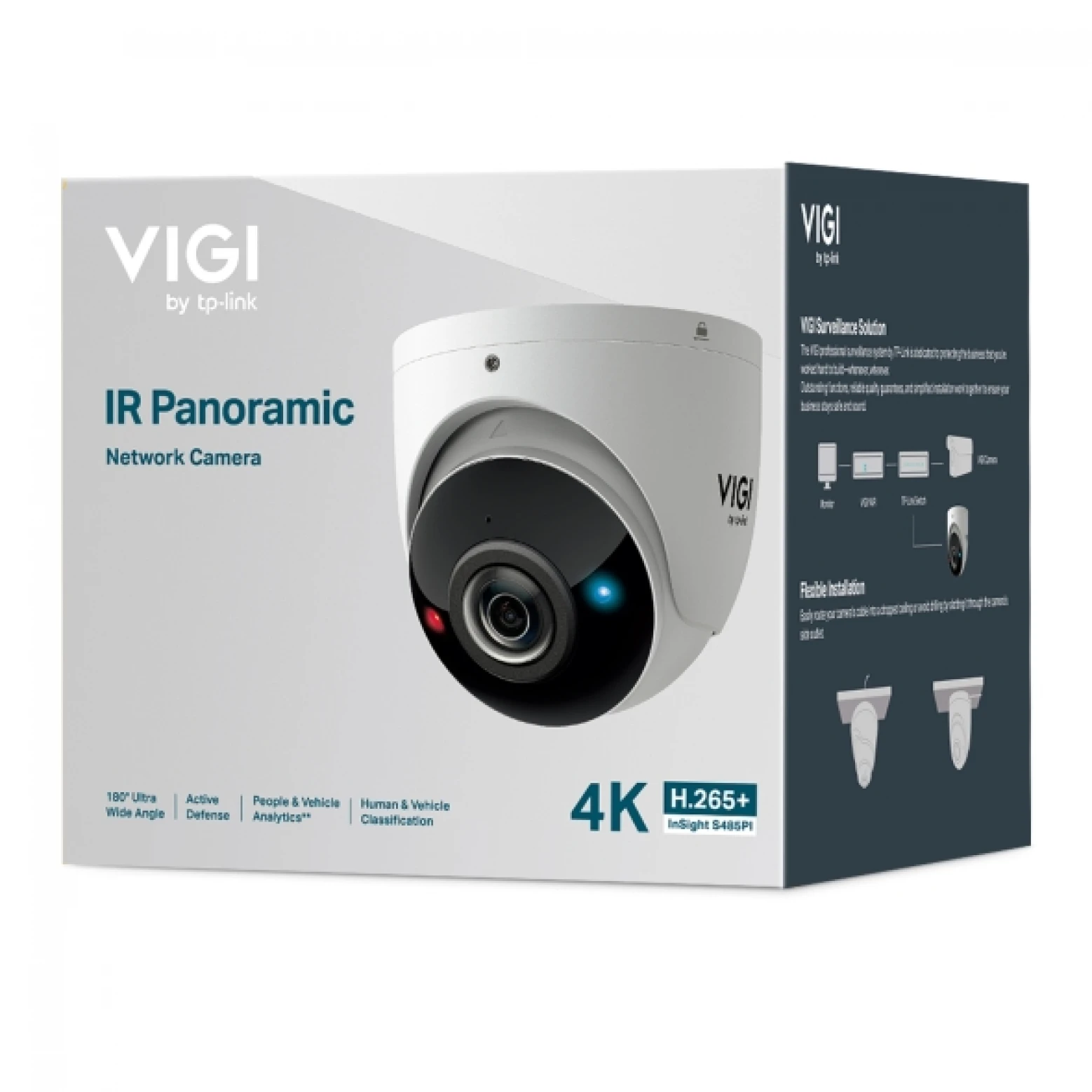 VIGI By TP-link – InSight S485PI – 8 MP – IR – Panorama – KI – Turret – mit aktiver Abschreckung – Weiß