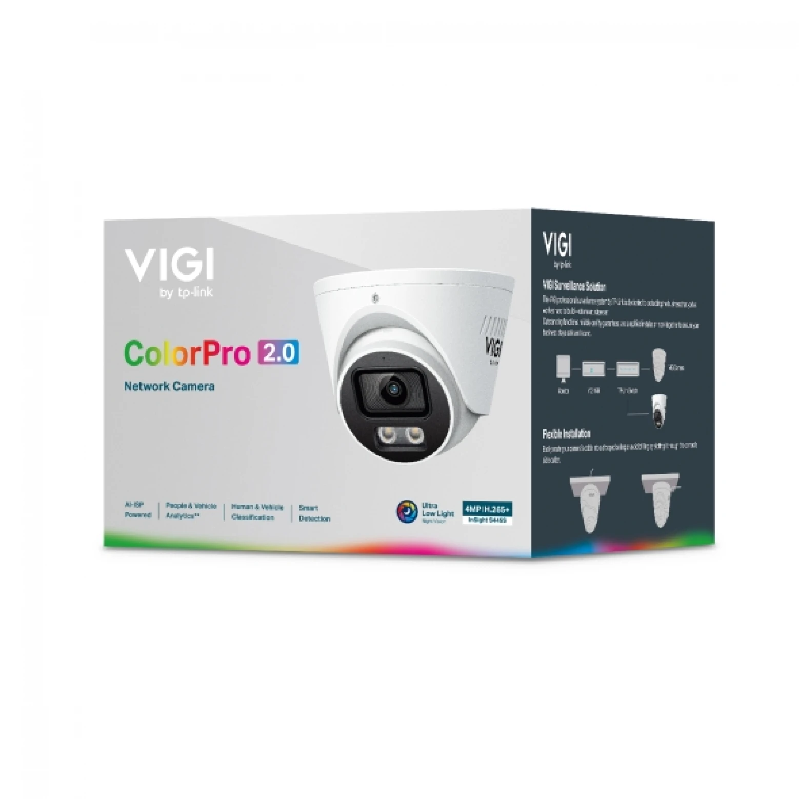 VIGI By TP-link – InSight S445S – 4 MP – ColorPro 2.0 – KI – Turret – mit aktiver Abschreckung – Weiß