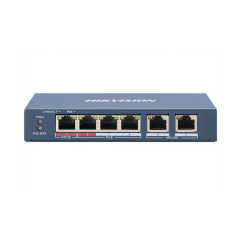 Hikvision DS-3E0106HP-E PoE-Switch, 1x High PoE, 3x PoE, 100M Unmanaged