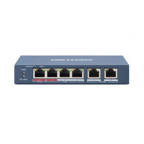 Hikvision DS-3E0106HP-E PoE-Switch, 1x High PoE, 3x PoE, 100M Unmanaged